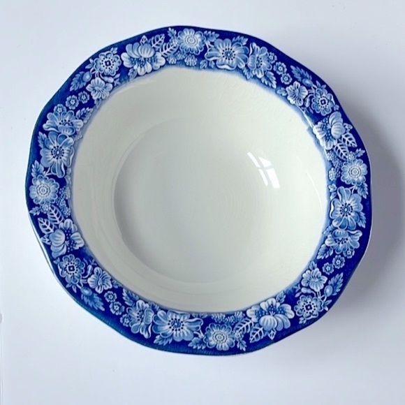 Liberty Blue Round Serving Dish Staffordshire England Ironstone Blue and White - Picture 2 of 8